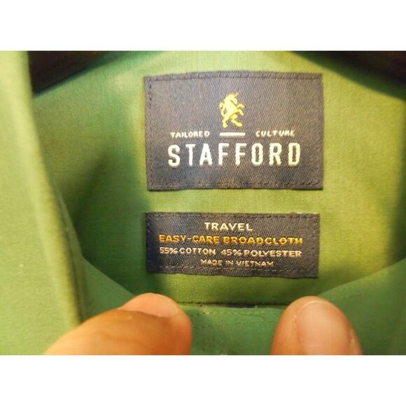 Stafford regular fit Juniper Green button down long sleeve - Picture 3 of 6